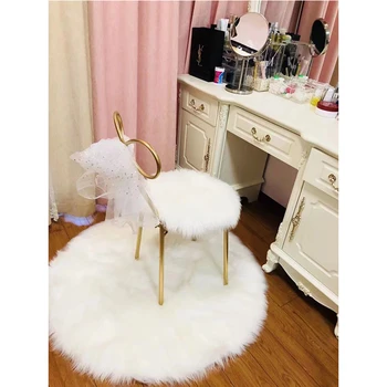 

White Imitation Wool Carpet Round Mat Butterfly Chair Cushion Fur Pad Dressing Table Makeup Stool Carpet