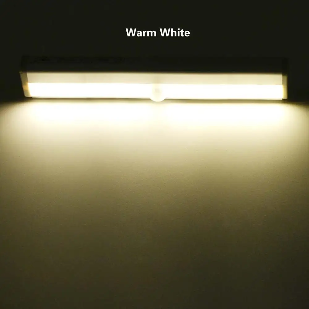 Светодиодный под кабинет огни 6 10 светодиодный движения Сенсор Беспроводной движения Сенсор светодиодный автоматические ночные огни клейкая лента шкаф лампа - Цвет: Тёплый белый
