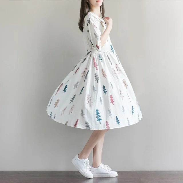 

Maternity summer dress in the long cotton doll collar loose size fashion spring and summer tide mother dress