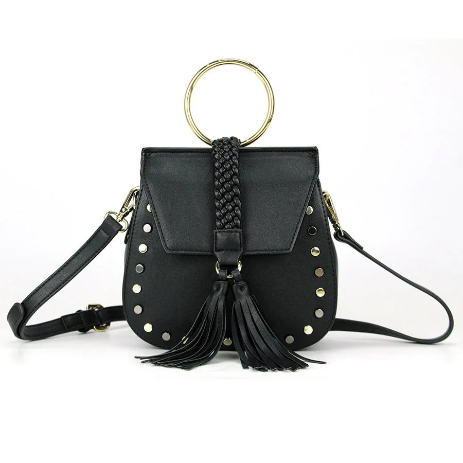 2017 Women Black Saddle Crossbody Bags Ladies Microfiber Synthetic