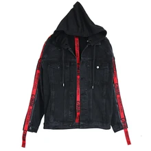 Г. модные черные Винтаж BF джинсовая куртка джинсы осень Для женщин одноцветное пальто жан размеры s-xl верхняя одежда хит Цвет письмо пальто, украшенное лентами