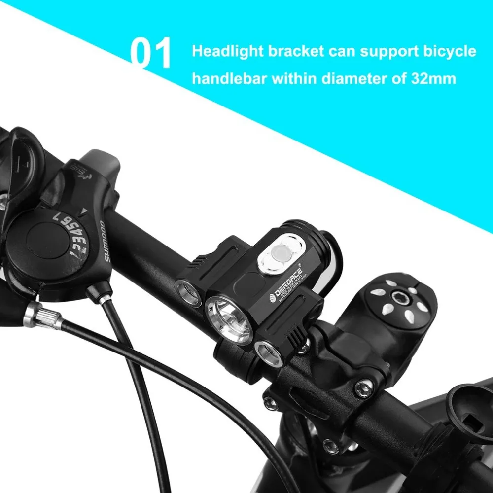 Flash Deal Deroace Adjustable High Light Bicycle Headlight USB Charging Lamp 3 Mode X3 T6 LED Bike Head Light Cycling Front Lamp HOT Sales 2