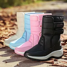 Women Snow Boots Casual Winter Boots Waterproof Warm Mid-Calf Boots Platform Wedges Heels Botas Women Shoes Plus Size 35-42 mid calf ladies winter shoes fur snow winter boots thicken warm botas size 9 5 wedges platform cotton women boots blue kbt1083