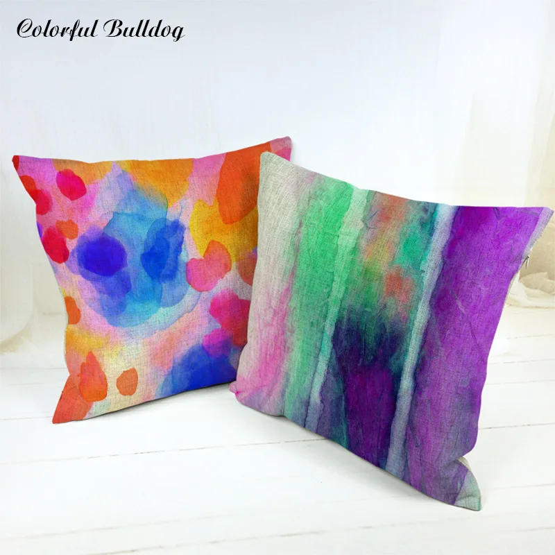 Colorful Watercolor Cushion Set New Style Painting Gradient Color