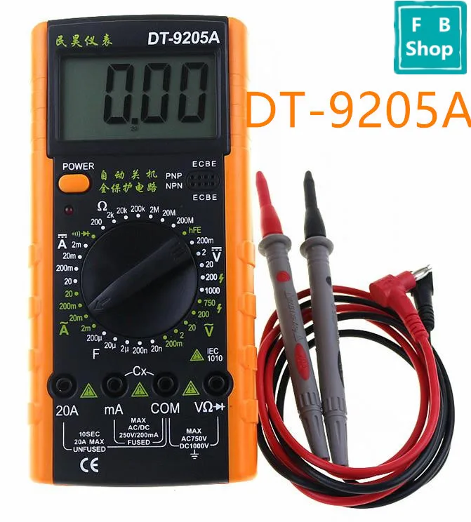 New DT9205A Digital Multimeter LCD AC/DC Ammeter Resistance Capacitance Tester 