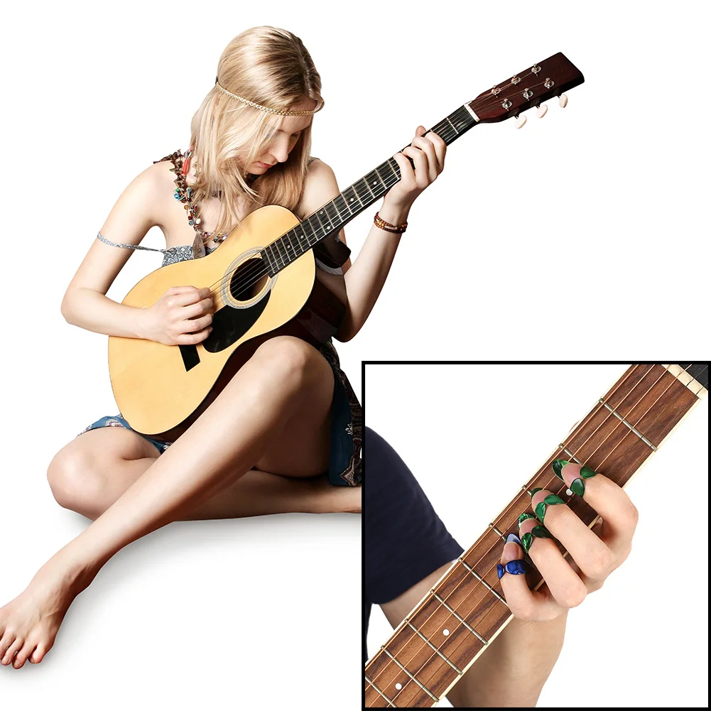 

Folk Guitar Thumb Plectrums Paddle Suitable Finger Nail Protection Thumb/Index Guitar Random Color Picks Ukulele
