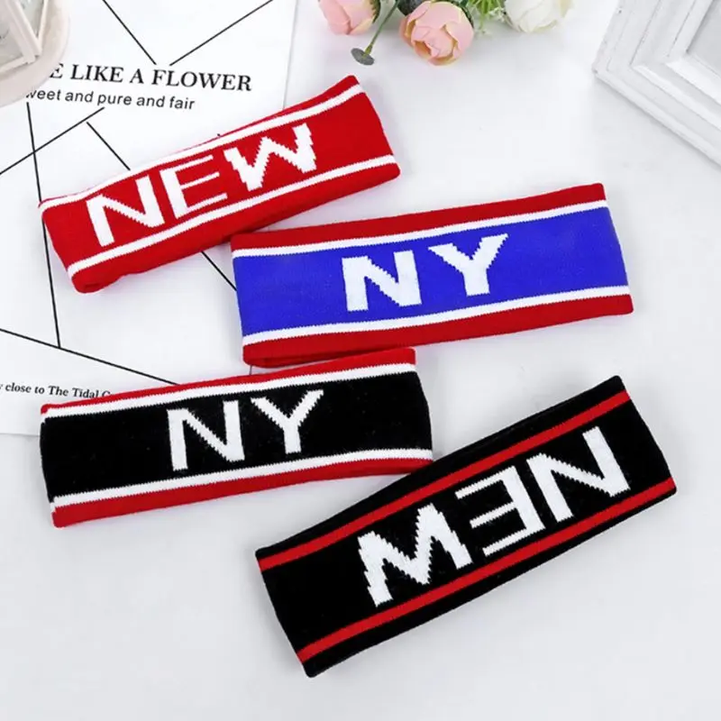 

Adult Kid Harajuku Sport Headband Colored Striped Letter Hip-Hop Athletic Sweatband Knitted Face Wash Hair Accessories 28 Colors