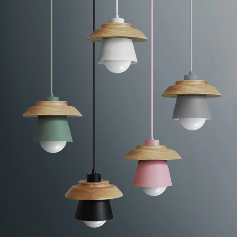 

Modern nordic minimalist macaron pendant light creative lron LED hanging light dinner room cafe room bar lamp indoor lights e27