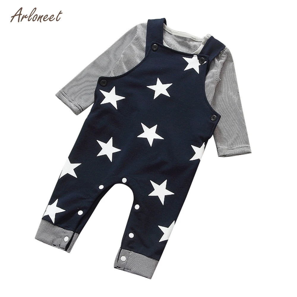 

ARLONEET Baby Boys Pants Sets Stripe T-shirt Top Bib Pants Overall Outfits QF27 2019