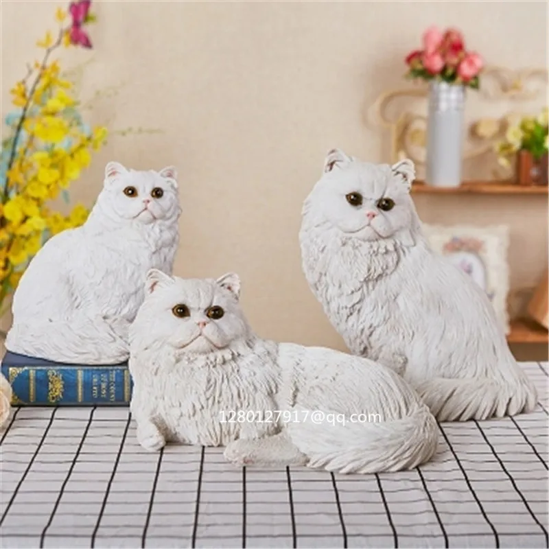 

Cute Cat Statue Simulation Animal kitten Kawaii Creative Home Decor Resin Action Figure Collectible Model Toy BOX P1275