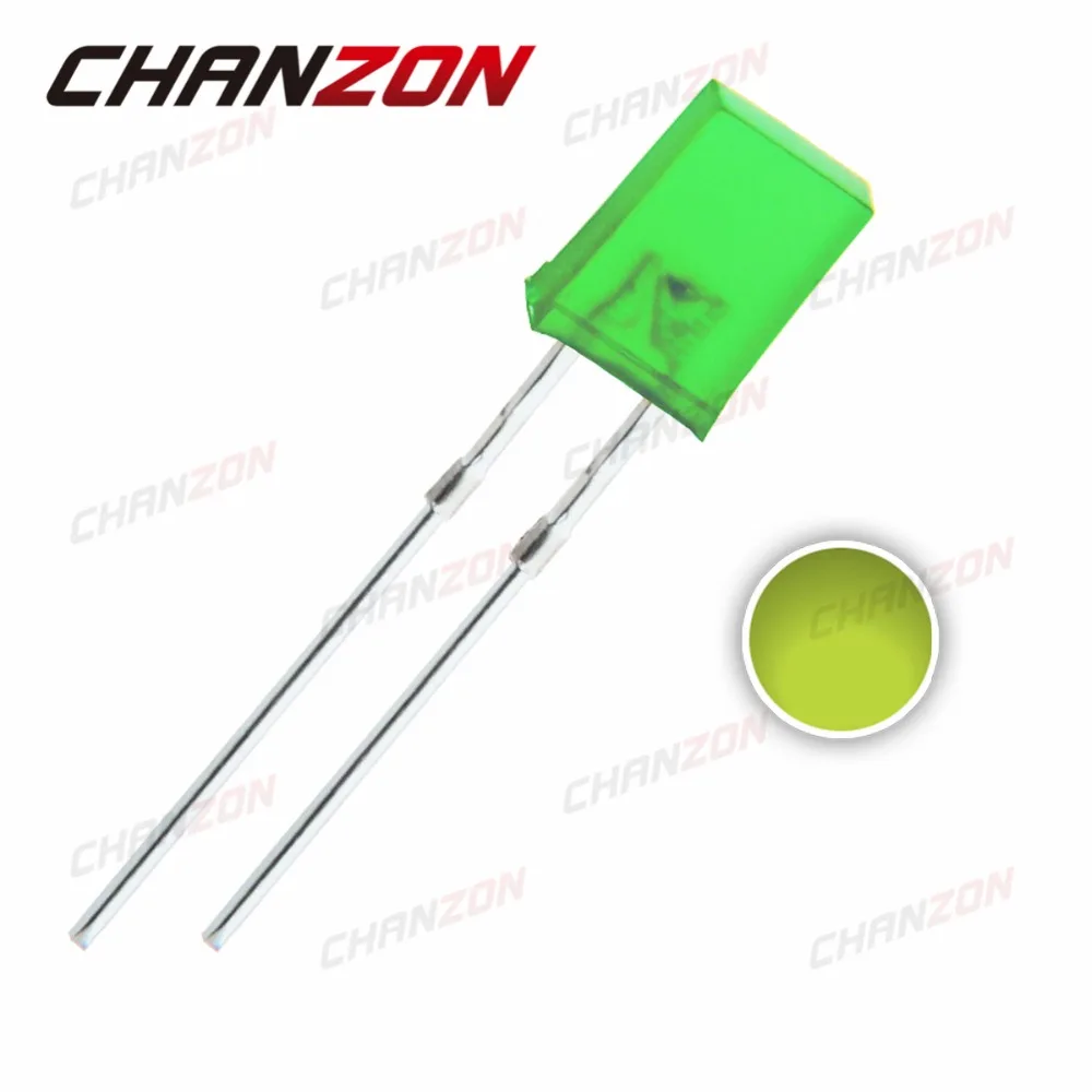 100pcs LED Rectangle Diode Yellow Green Diffused 2X5X7mm DIP Square LED