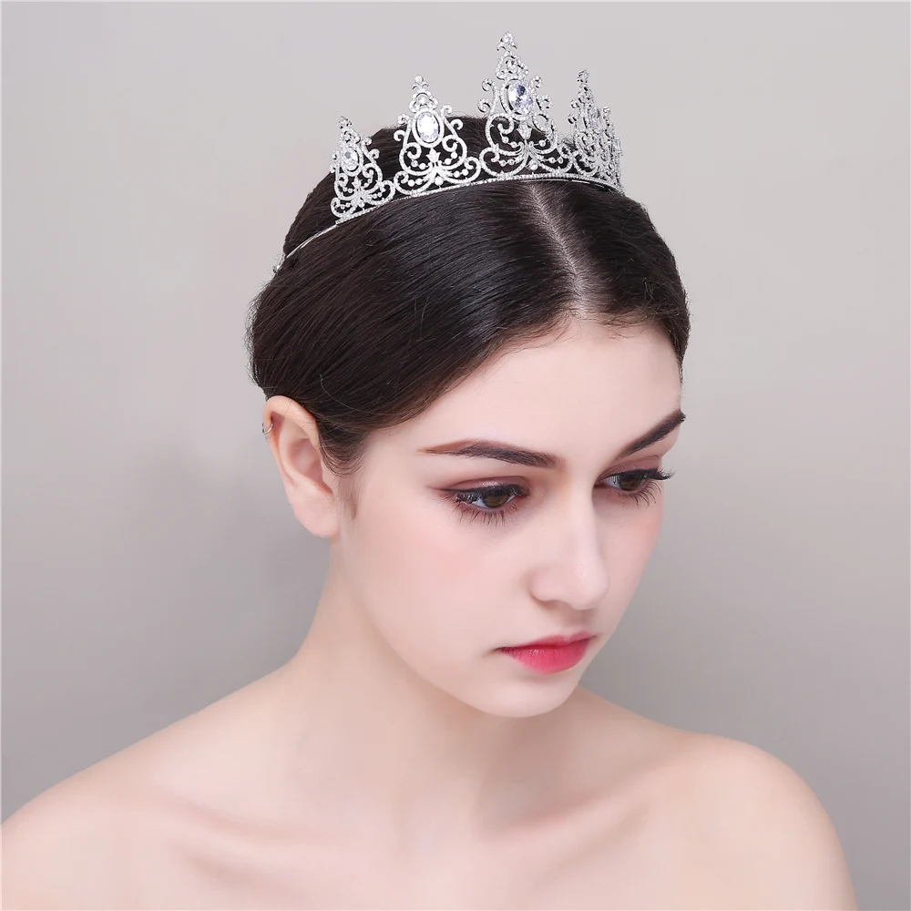 

AAA Cubic Zirconia Full CZ Stone Micro Inlays Queen Rayol Coronet Brides Wedding Tiaras Crown Bridal Hair Jewerly Accessories