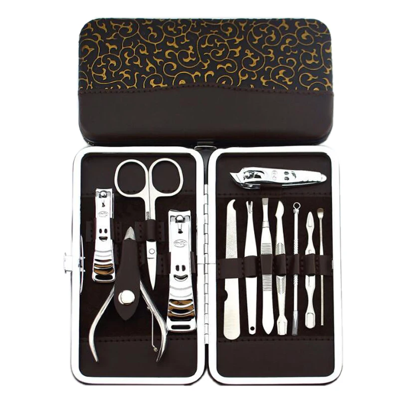 

12pc Nail Art Manicure Pedicure Set Tool Nails File Clipper Earpick Care Kits with Case