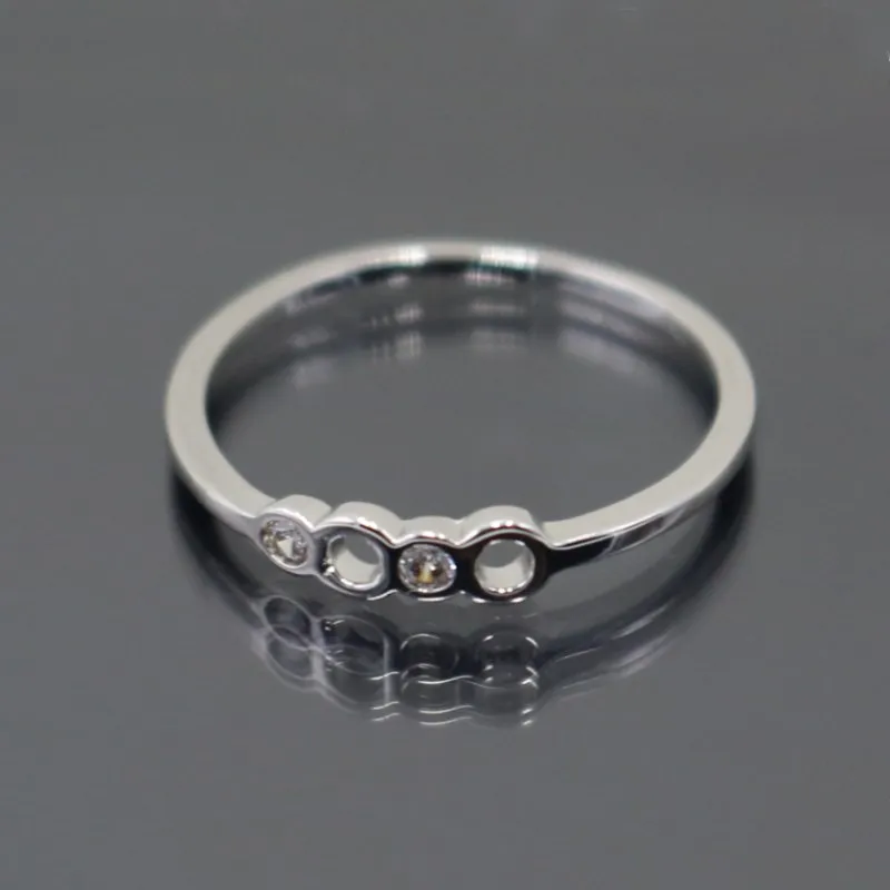 

C406 Anillos Cute Hollow Four Circles Silver Color Rings for Women Romantic Engagement Wedding Copper Ring Crystal CZ Love Gift