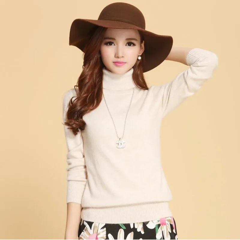 Autumn winter cashmere Knitted sweater female pullover Plus size turtleneck sweater women basic Bottoming sweater warm tops H533