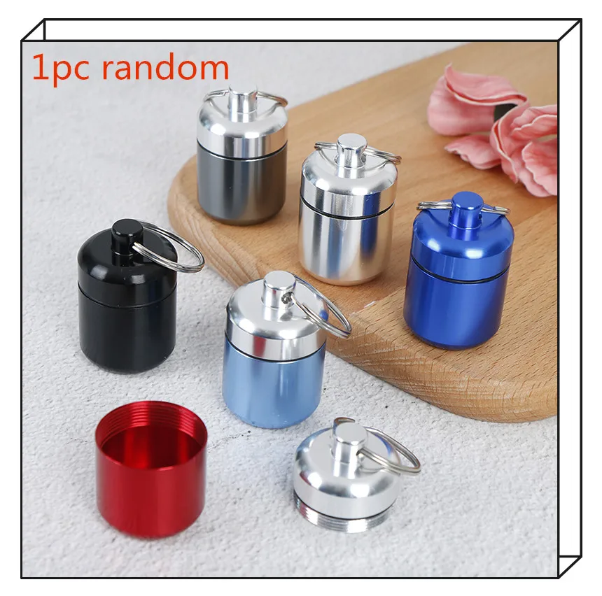 

Random Color 1pc Waterproof Aluminum Alloy Pill Box Cache Drug Holder Case Bottle Container Keychain Medicine Box Health Care