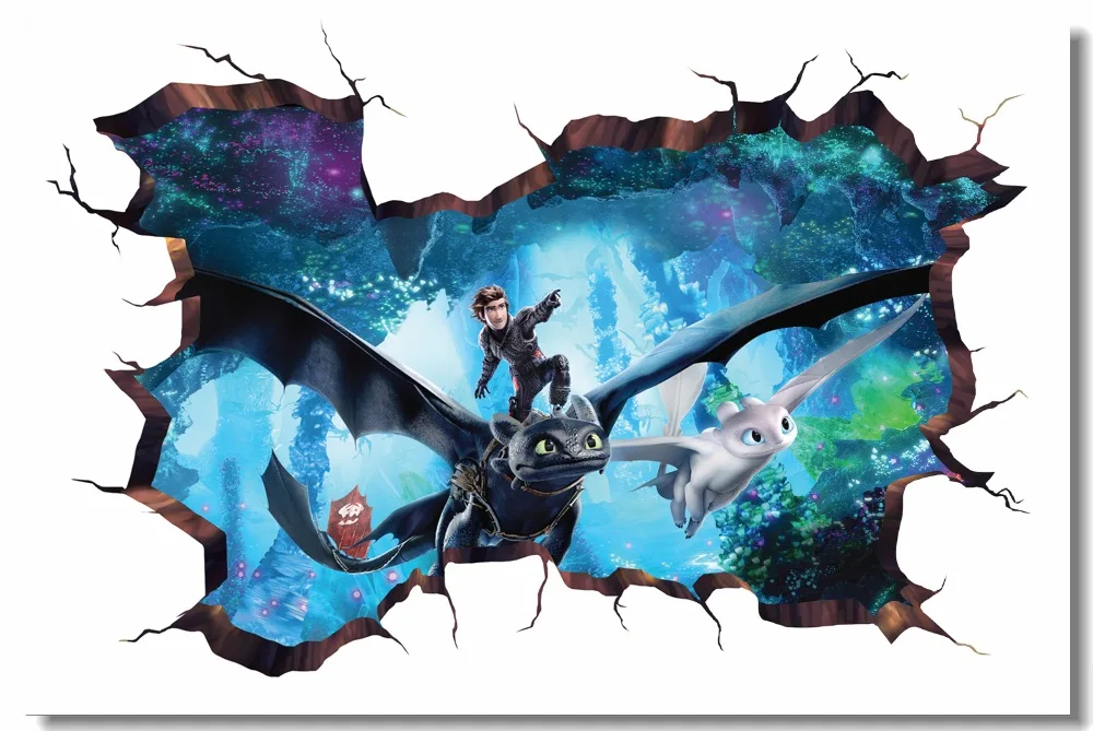 Печать на заказ Настенная роспись Как приручить дракона 3 плакат HTTYD 3D настенная