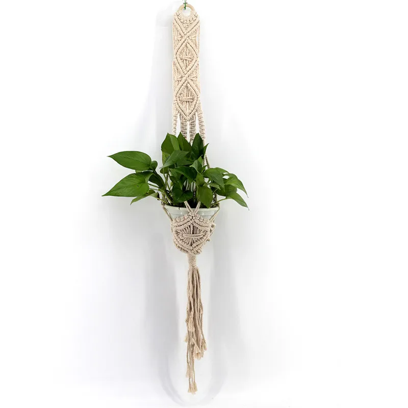 

Flowerpot Net Horticultural Greening Creative Hand-Woven Cotton Rope Basket Hanging Tapestry Succulent Plant Wall Decor