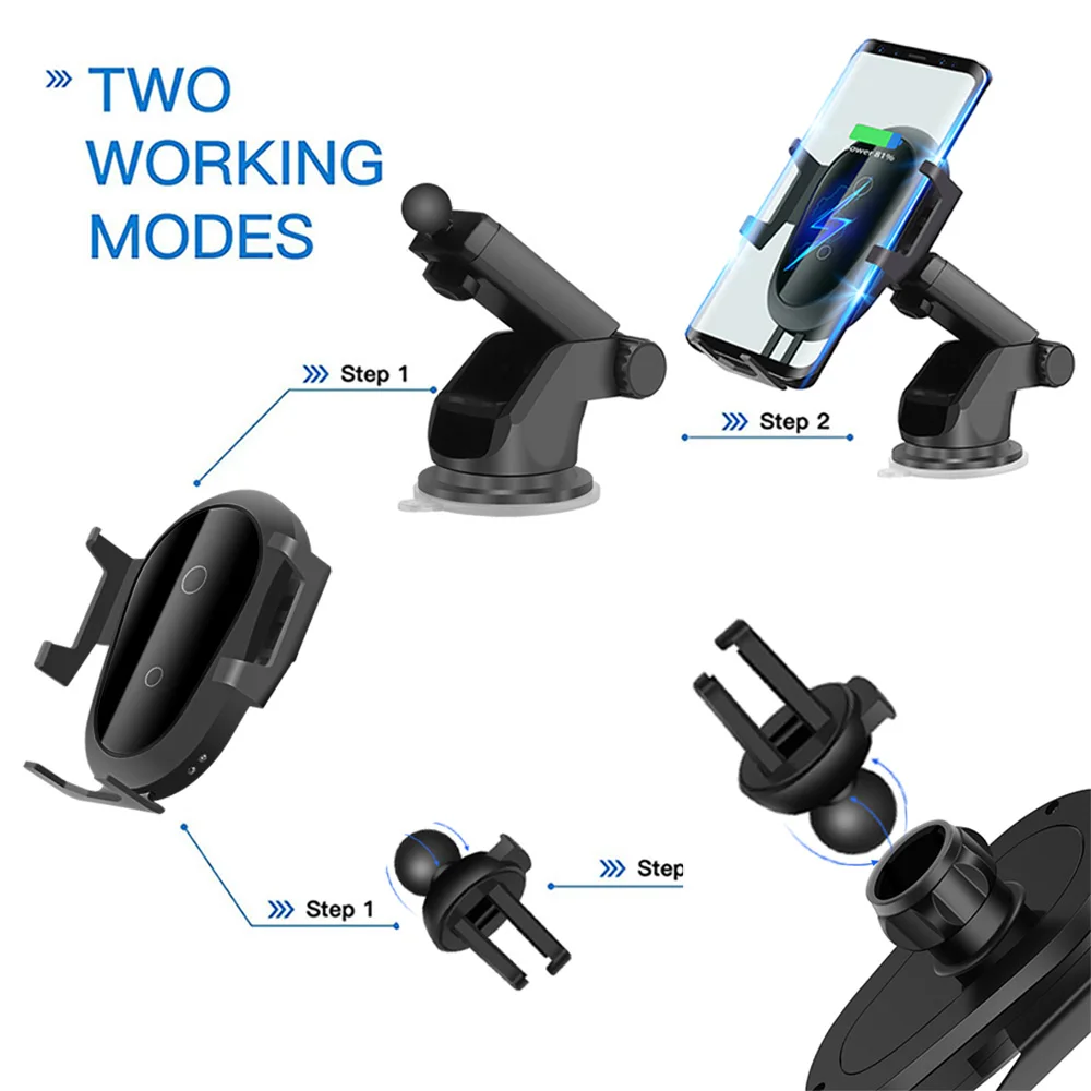 DCAE Qi Беспроводное Автомобильное зарядное устройство Автомобильный держатель для телефона вентиляционное отверстие Автоматическая 10 Вт Быстрая зарядка для samsung S10 S9 S8 iPhone XS XR X 8