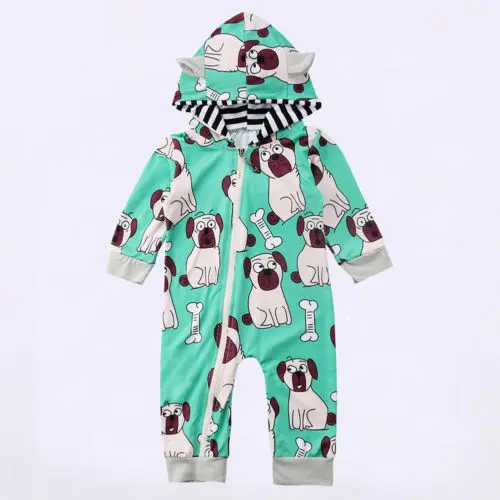 Baby bay/Одежда для девочек Комбинезон с принтом на тему собак длинными рукавами