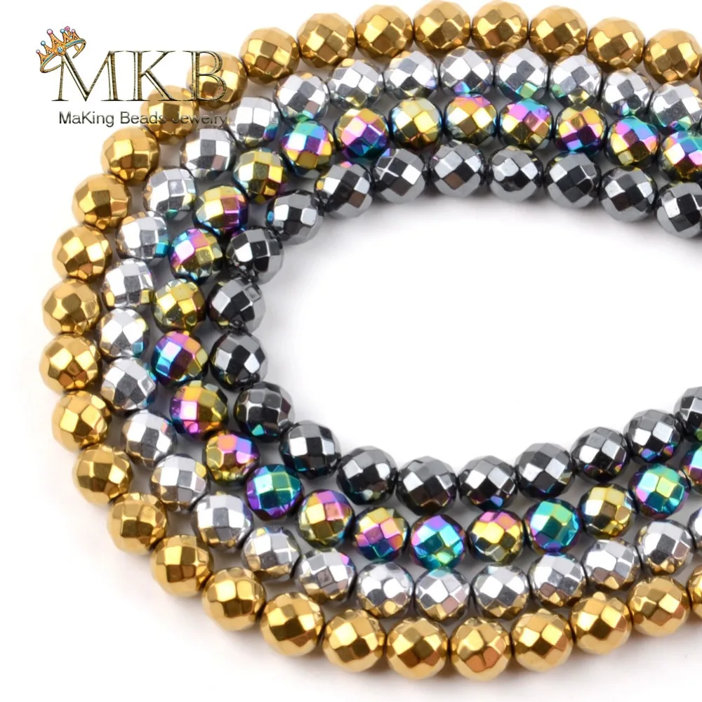 

Natural Stone Beads Faceted Hematite Round Beads For Jewelry Making 2/3/4/6/8/10mm Loose Beads Diy Bracelet Necklace Wholesale