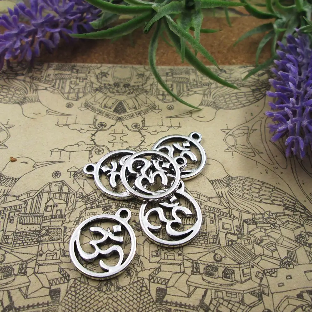 

15pcs-20*18mm OM Charms yoga 3D Antique Silver Plated Pendants Making DIY Handmade Tibetan Silver Finding Jewelry