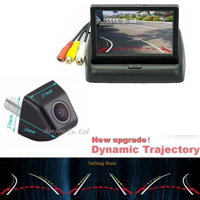 

Latest Auto Dynamic trajectory camera Car Rear view Camera with Foldable Monitor TFT LED Screen 800*480 RCA Parking Assistance