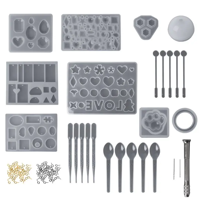 

1 Set Epoxy Resin Kit Professional DIY Silicone Mold Diamond Jewelry Making Tools Handmade Pins Molds Drill Cake Bear