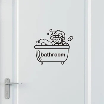 

Cartoon Bath bathroom door Glass Wall Sticker kids Children bathing Decoration poster Mural art Decals Home Decor stickers