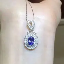 Натуральный голубой танзанит кулон S925 серебро с натуральным желтым кристаллом подвеска Цепочки и ожерелья модный роскошный круглый женские вечерние ювелирные изделия
