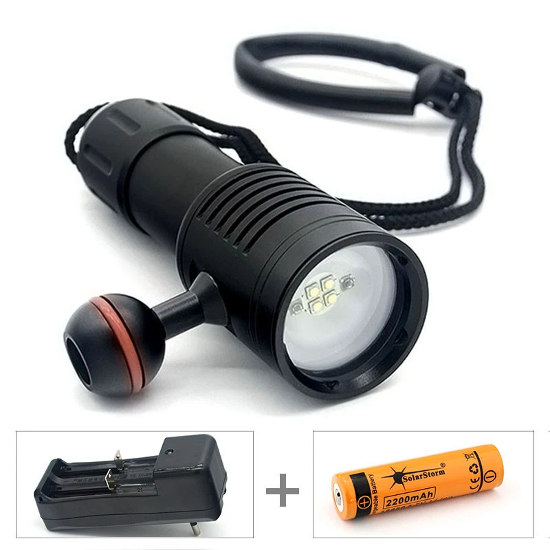 

Portable Led Torch Light Diving Flashlight Scuba Photography Lamp Underwater Video 4 Cree Led Flashlight With 18650 Battery
