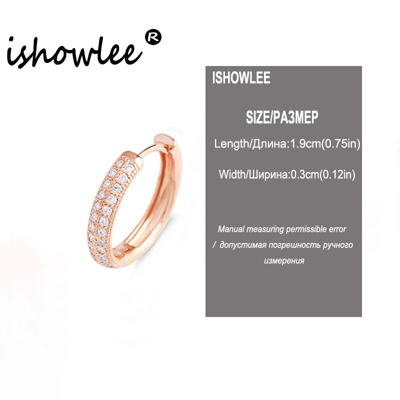 Серьги кольца ISHOWLEE из меди с фианитом для пирсинга Золотые серьги 585 женщин