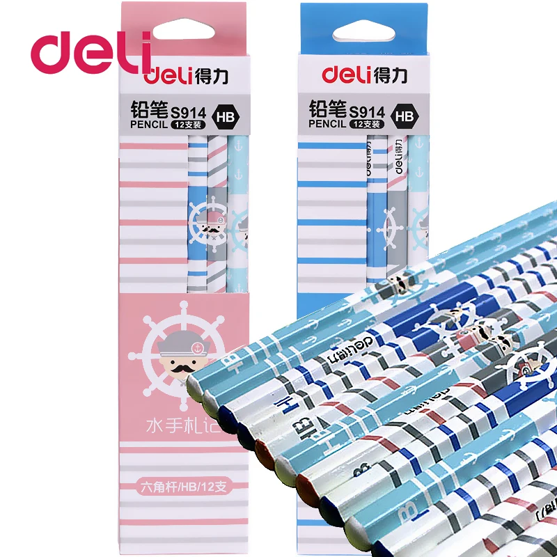 

Deli 1pcs pencil HB Hexagonal pole Cartoon painting pencil Lead-free poison child cute stationery Student pencil s914