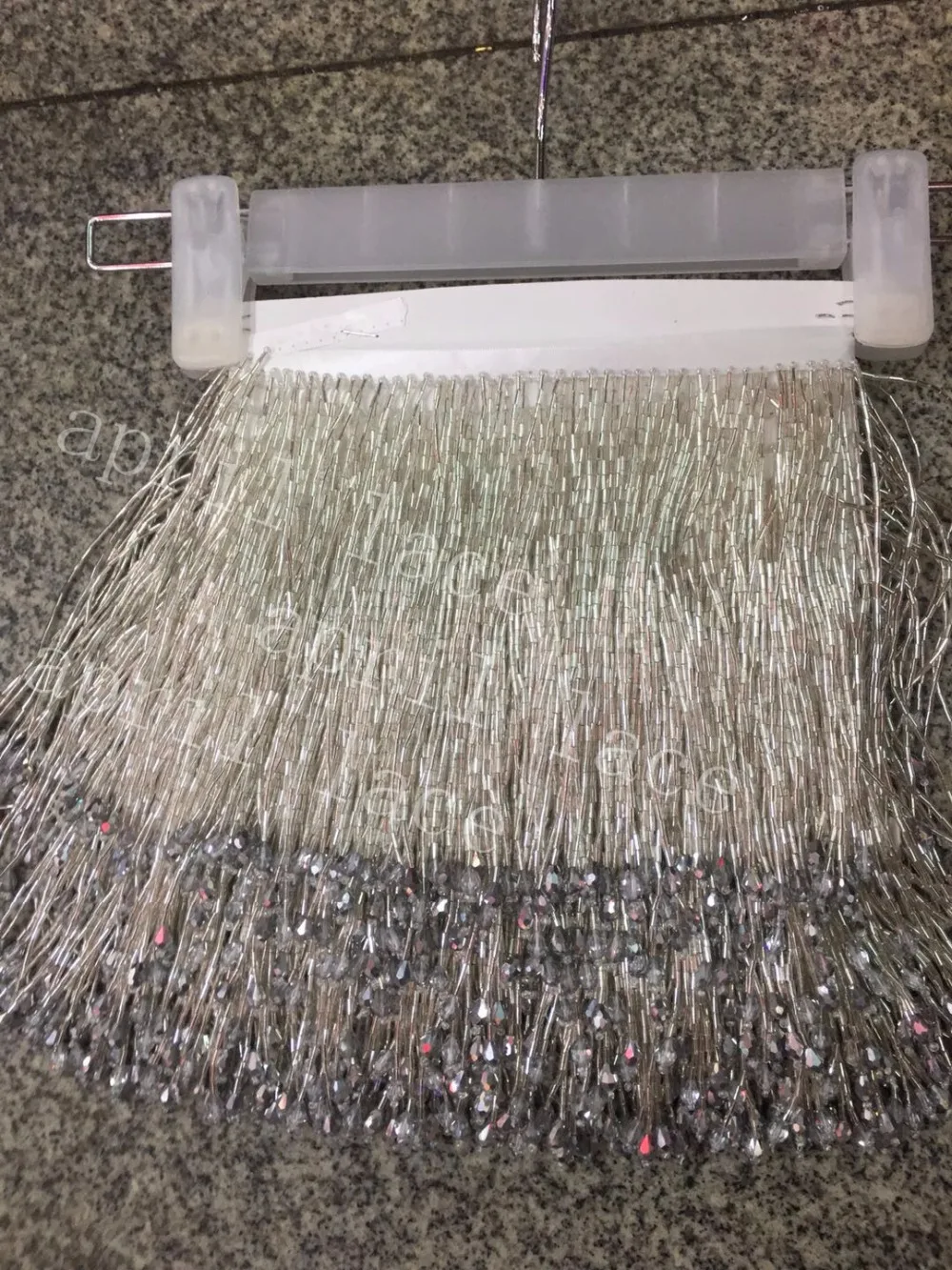 buy ybb003# 5 yards bag silver red 15cm width tube beads ribbon fringe tassel for wedding dress garment sawing