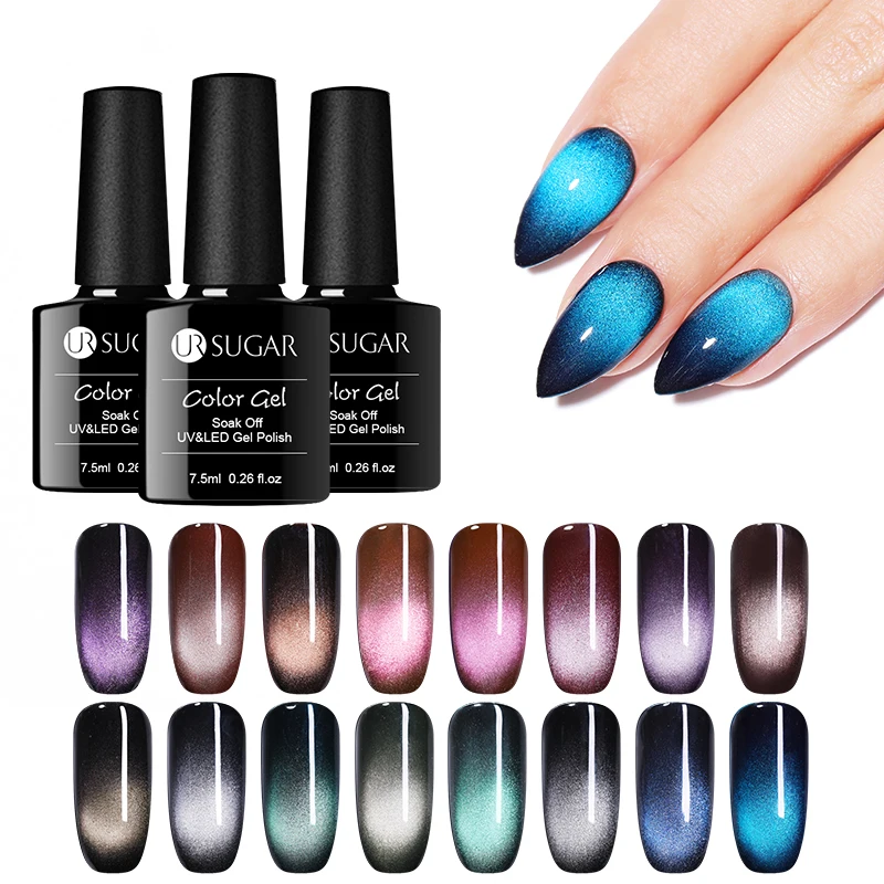 

UR SUGAR 5D Magnetic UV Gel Nail Polish Glitter Red Silver Green Colorful Soak Off UV LED Gel Hybrid Nail Varnish
