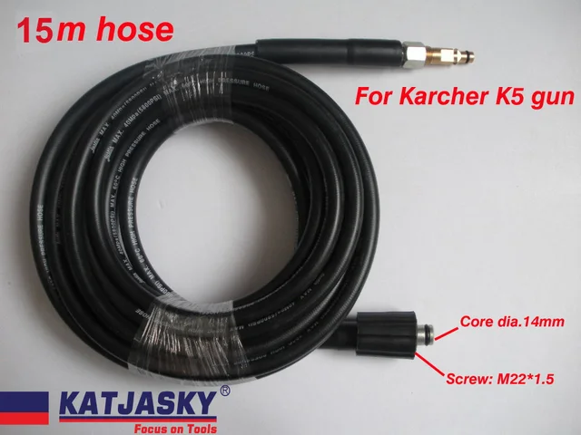15 M tubo di lavaggio Auto fit K5 connettore Karcher 400Bar 5800PSI, M22 * 1.5*14mm, tubo di lavaggio ad alta pressione