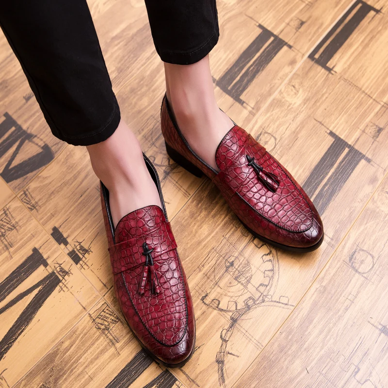 retro crocodile pattern men shoes luxury brand snake skin tassel formal leather male footwear italian designer oxford shoes men (19)