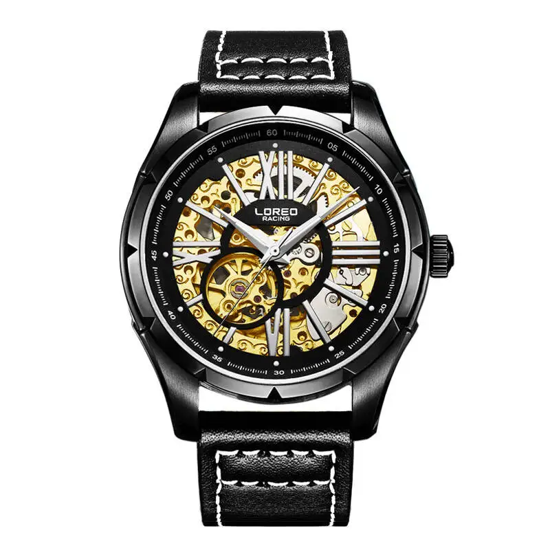 

LOREO 8104 Germany watches men luxury brand automatic self-wind luminous waterproof Stainless Steel hollow leisure fashion