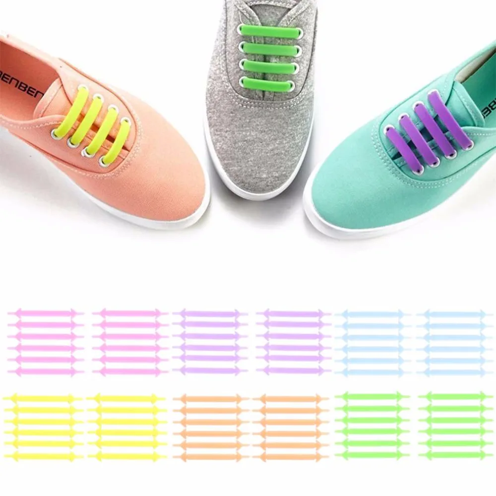 

Novelty No Tie Shoelaces Men Women Unisex Elastic Silicone Shoe Laces 12pcs/set Luminous Shoelaces For All Sneakers No Tie