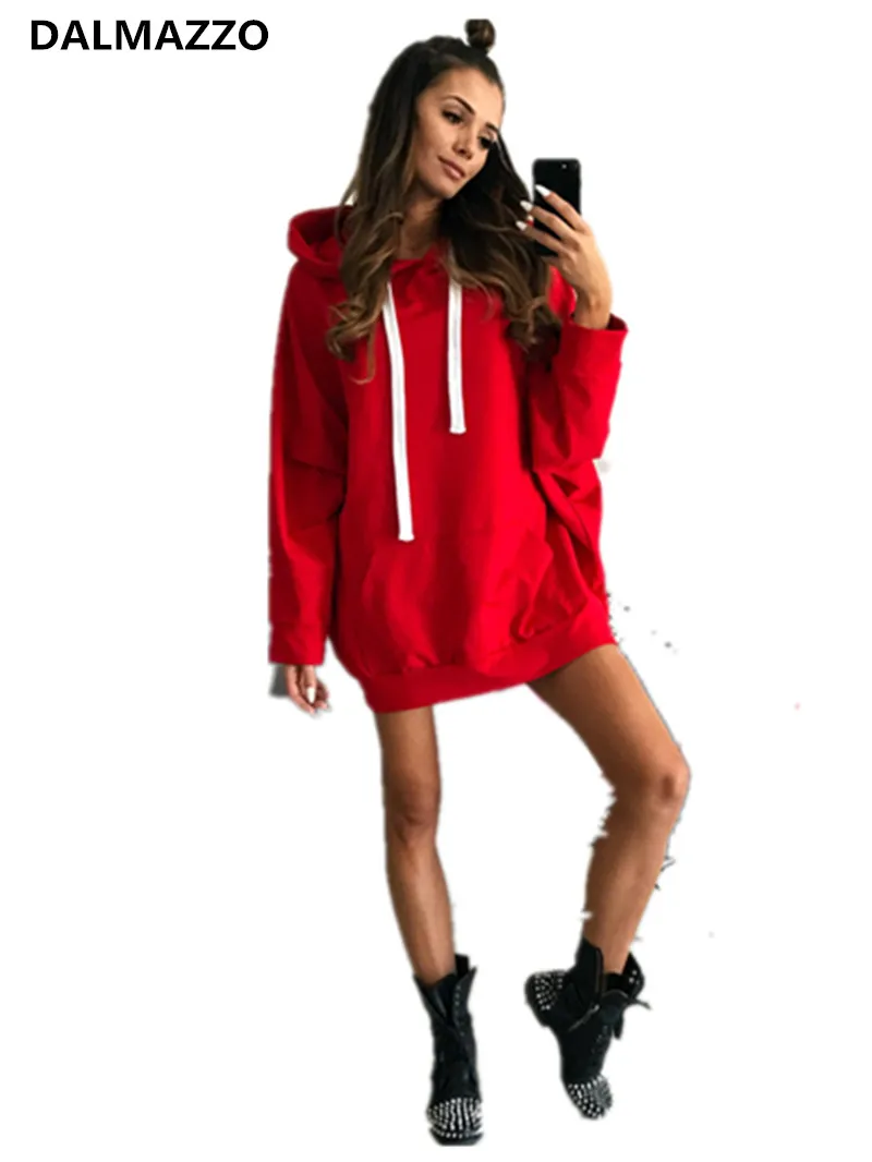 Women Fashion Hooded Loose Long Sweatshirt 2018 Newest