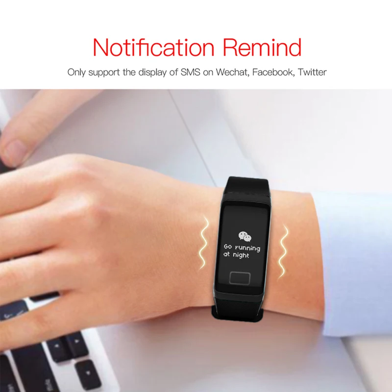 Bluetooth smart wristband Blood pressure monitoring With Touch Screen wristbands Support Remote photography For IOS Android