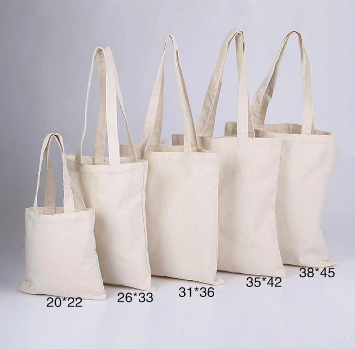 Bolsa de compras de lona blanca y Lisa, 300 unids/lote de bolsas de comestibles reutilizables y de tela de algodón ecológico, venta al por mayor, envío gratis|eco tote|bag fbag foldable -