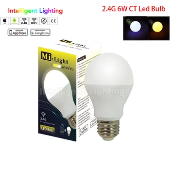 

Whosale 6w E27 RGBW (RGB+Warm/Cold White) / CCT LED Bulb, 1x 2.4G Remote smart wireless RF, 2.4g WIFI controller