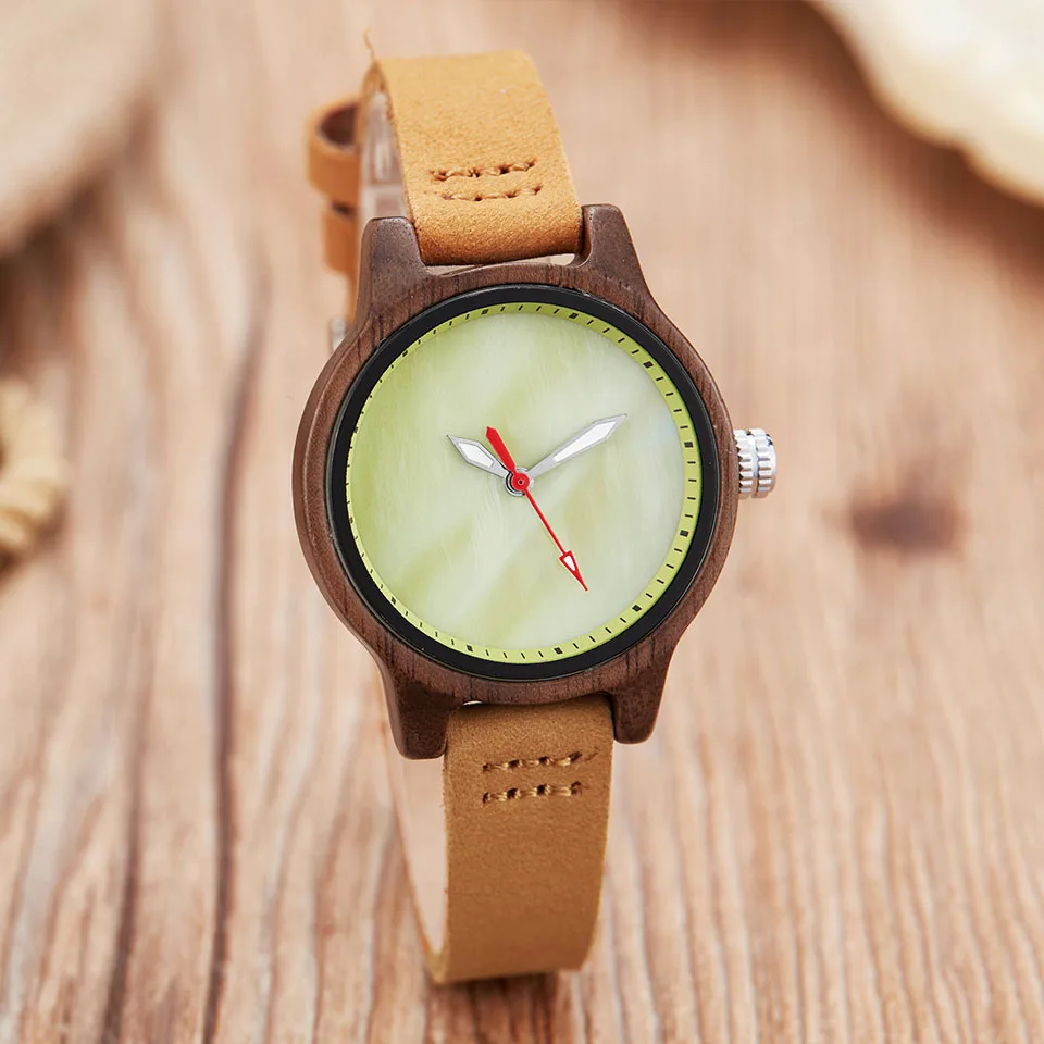 Элегантные женские деревянные часы, женский маленький браслет, кварцевые наручные часы, женские деревянные часы, розовое дерево, камея, раковина, наручные часы для девочки - Цвет: Minimalist watch