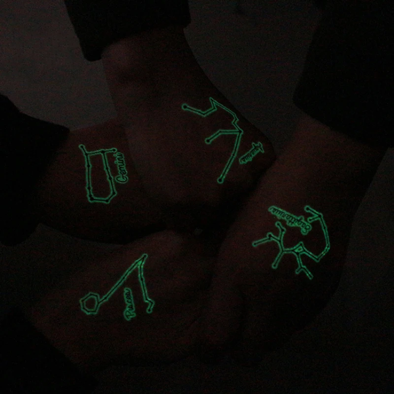 Фирма atomus 1 шт светящаяся татуировка наклейки Декорации для тела, рук светится в темноте временные яркие татуировки 12 наклейка в виде созвездия вечерние Применение