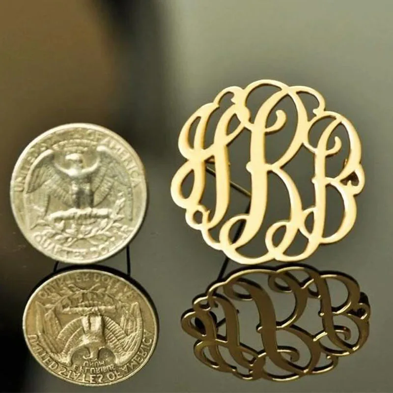

Custom Name Pin Monogram initial brooches Initial Letter Lapel Pins alfileres con nombre personalizado Stainless Steel Brooch