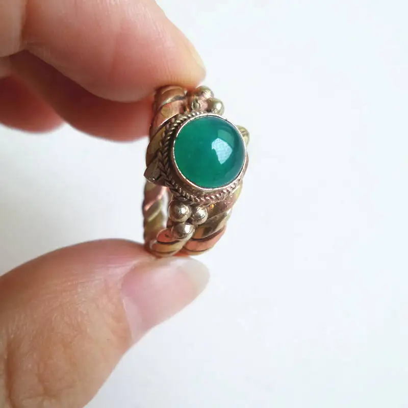 

R013 Nepal Indian Rose Copper Inlaid Colorful Beads Rings