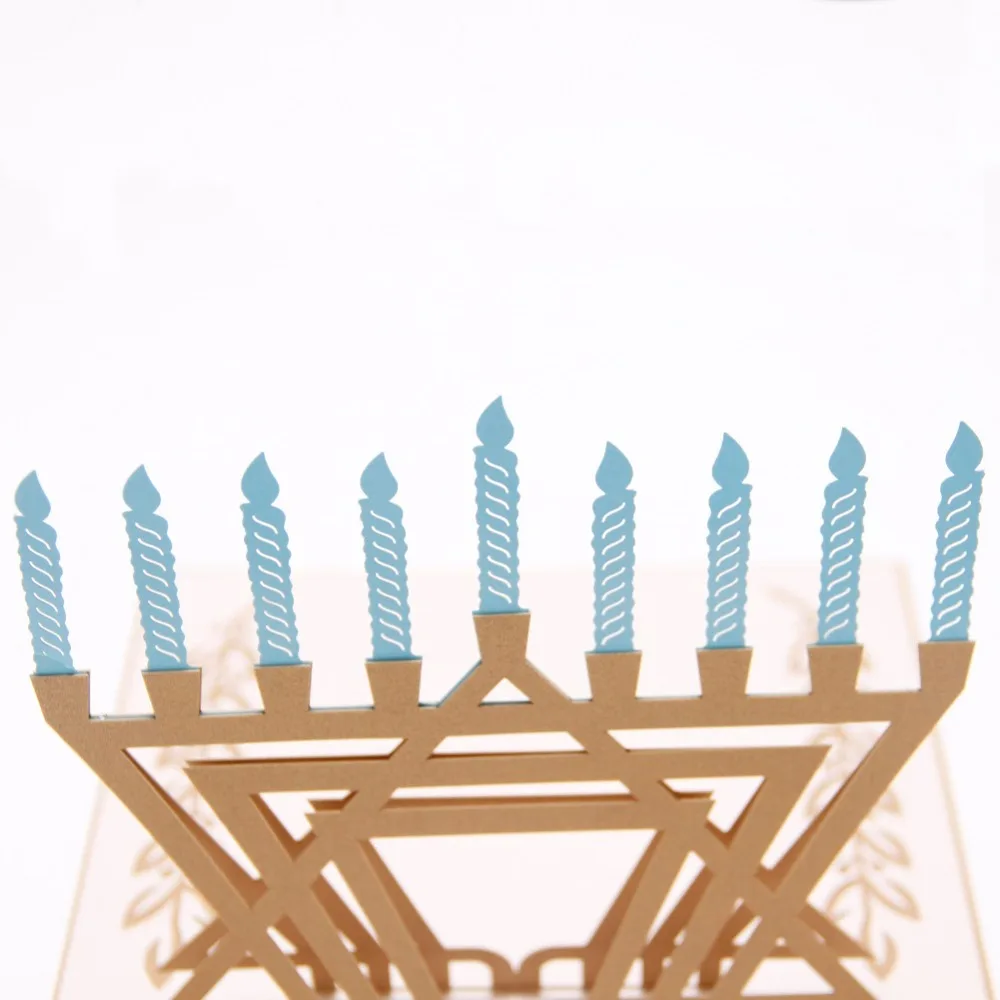 3D Hanukkah индивидуальные открытки Chanukah Pop up крестины детский душ Пригласительные открытки Рождественский подарок на день рождения с конвертом