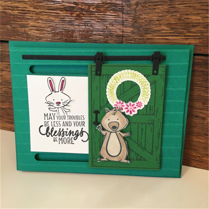 

InLoveArts 8Pc/lot Clear Stamps and Dies Scrapbooking New 2019 Rubber Clear Stamps for Card Making Barn Door Dies Stencil Stamp
