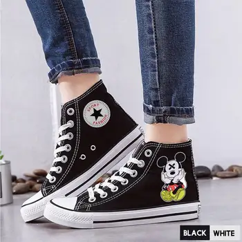 

Kawaii Cute Mouse Duck Funny Print Pattern High Top Double-layer Canvas Sneakers College Personalise Fashion High-tops A19516